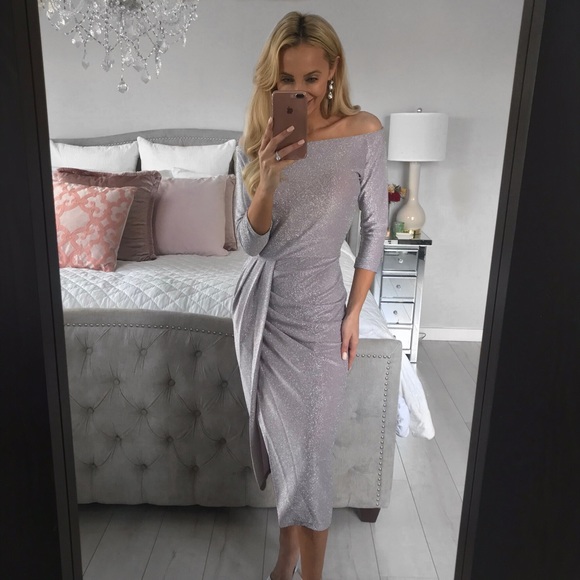 LAST ONE!!! Off The Shoulders Elegant Lavender Bodycon Dress - Picture 14 of 15